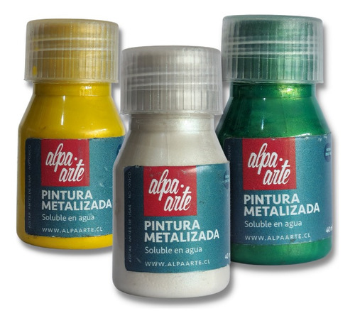 Pack 3 Pinturas Acrílica Metalizada 40 Ml Para Manualidades