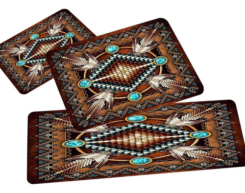 Jilangca Rustic Southwestern Kitchen Rug Sets 3ps Tribal Nat