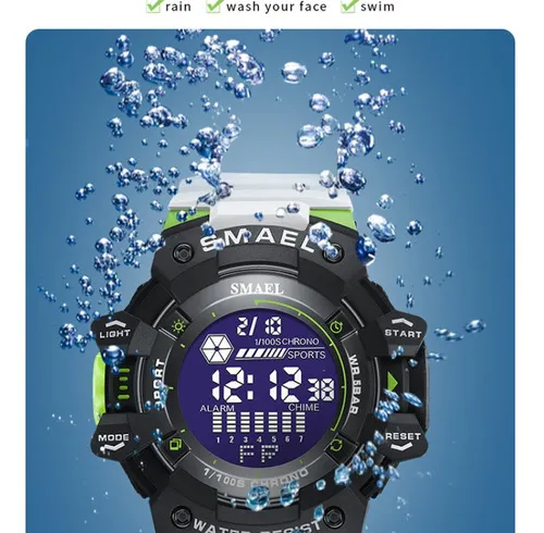 Smael Reloj Digital De Lujo Impermeable Para Hombre Color De La Correa Blanco Y Verde