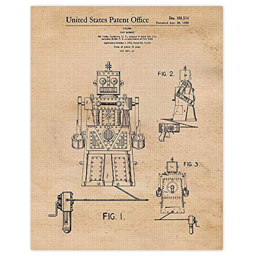 Impresiones De Patentes De Juguetes Vintage De Robots, ...