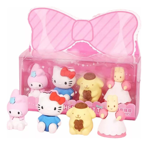 Set De Gomas Escolar Hello Kitty 4 Pzas Kawaii