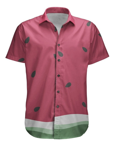 Camisa Botão Frutas Tropical Fruit Melancia Summer Vintage 