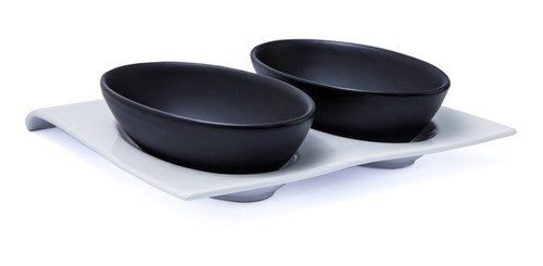 Set De Bolw 2 Piezas Con Bandeja De Porcelana 