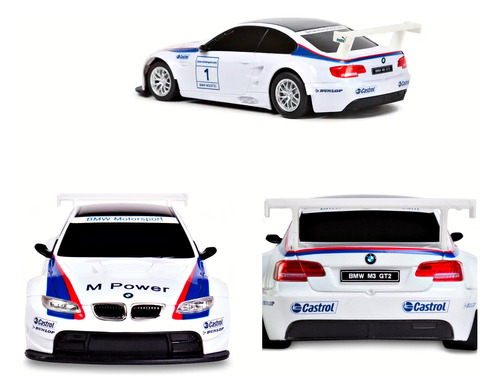 Auto Bmw M3 Gt2 Esc 1:24 Radio Control Remoto Rastar C/pilas Blanco Bmw