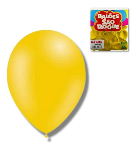 Balão Bexiga Amarelo  São Roque - Festa 6,5 - 50 Unidades