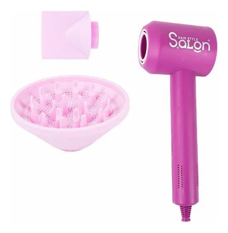 Set Peluqueria Infantil Secador Con Viento Spray Rulos/liso Con Difusores