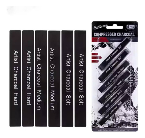 Lápices De Carbon Para Dibujo, Bocetos Profesional , 6 Pzas Trazo Negro