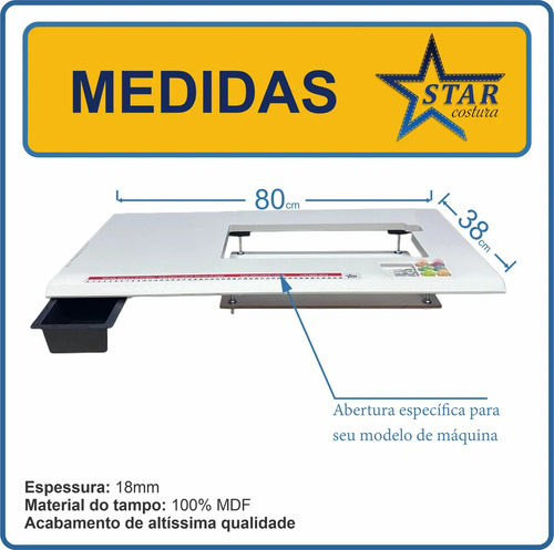 Mesa Extensora Tampo Máquina Costura Elgin Decora Jx-2080