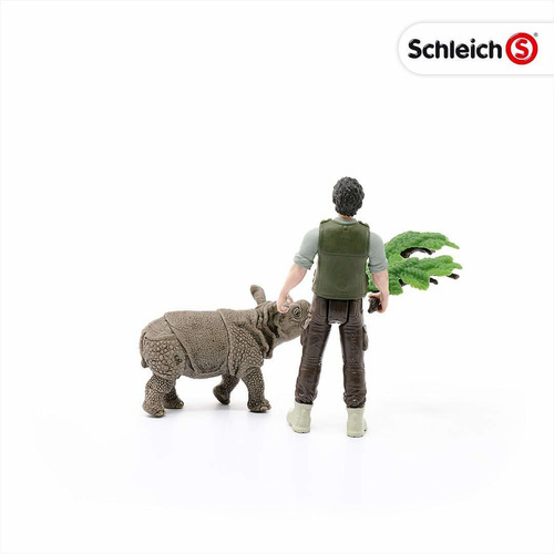 Schleich Ranger Y Juego De Juego De Rinoceronte Indio Monigo