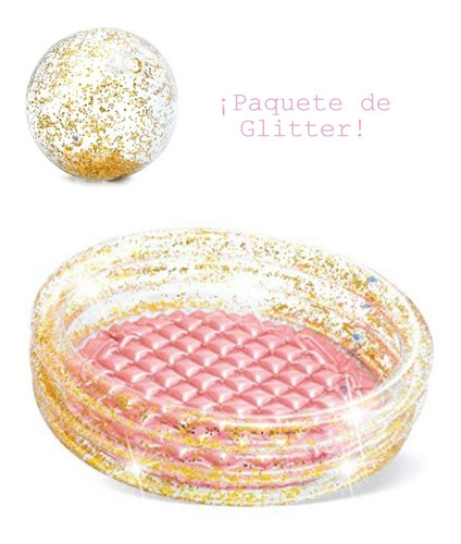 Set De Alberca Infantil Y Pelota Inflable De Glitter