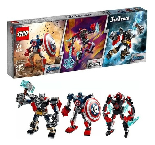 Lego Avengers 3 Em 1 Thor Capitão América Homem Aranha 66671 Quantidade De Peças 385