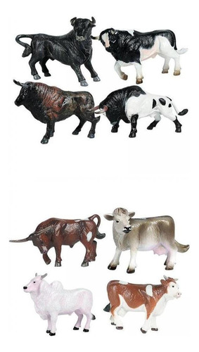 8 Uds Estatuas De Ganado Escultura Animal Toro Juguetes