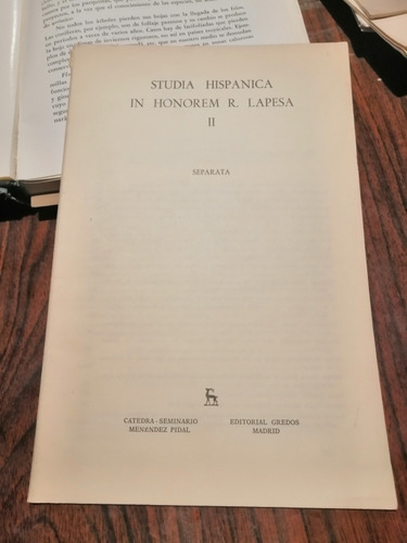 Separata Un Honorem R. La Pesa Studia Hispanica Gredos