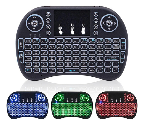 Mini Teclado Tv Smart Box Notebook Pc Video Game Luz Led