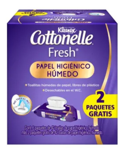 Papel Higiénico Húmedo Kleenex Cottonelle Fresh 6 Pzs 42 