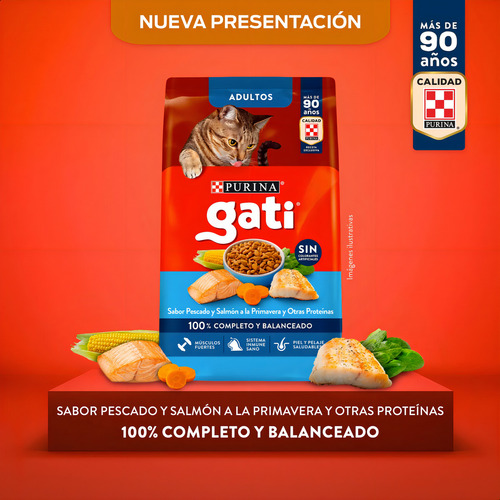 Alimento Gati Gato Adulto Pescado Y Salmón X 15 Kg