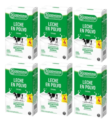 Leche Polvo La Serenisima Descremada 400 Grs X 6 Unidades