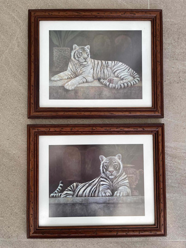 Ofertón! Cuadritos Decorativos Con Tigre Blanco Impecables! 