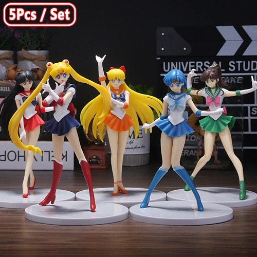 . 5 Figuras De Acción De Sailor Moon, Modelo De Muñecas De