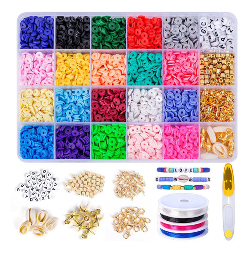 4000 Pcs 24 Grid Clay Beads For Bracelets Making Jewelry