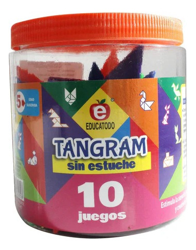 Tangram De Plastico, Paquete De 10 En Bote