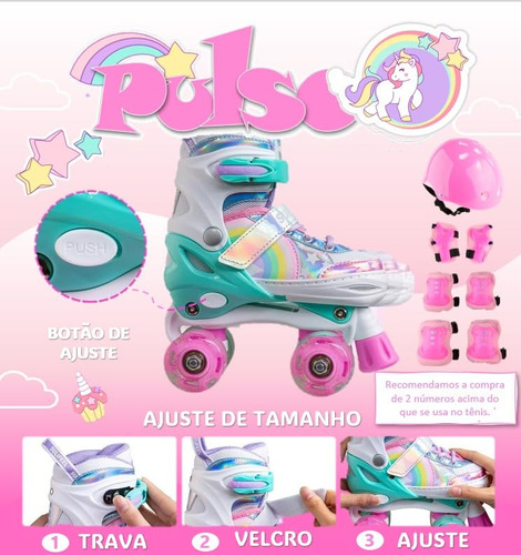 Patines De Ruedas Rainbow Ajustables De 4 Ruedas Con Luz