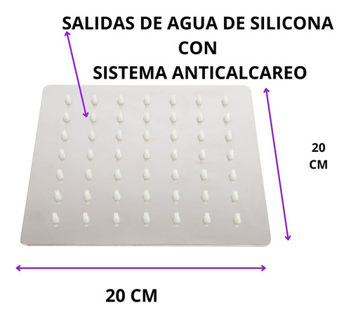 Imagen 7 de 10 de Ducha Cuadrada Flor 20 X 20 Cm Acero Inox 1/2'' Articulada