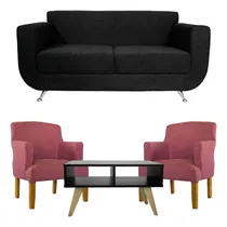 Comprar Juego Living Sillon 2 Cuerpos + 2 Materas Y Mesa Ratona