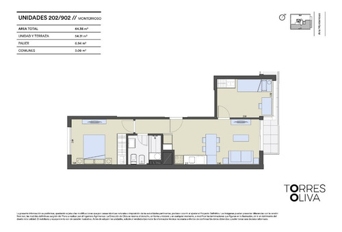 Imagen 7 de 7 de -apartamento De Dos Dormitorios Con Balcón, Torres Oliva, Cordón Sur.