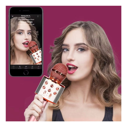 Micrófono Inalámbrico De Karaoke Con Bluetooth Y Altavoz
