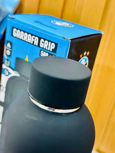 Garrafa Termica Grip 500ml Emborrachado Times - Gremio Preta