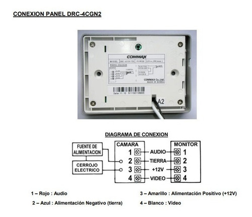 Imagen 7 de 10 de Frente Commax 4cgn 4cpn Camara Color Portero Electrico Visor