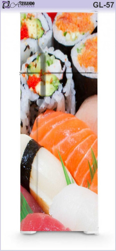 Adesivo Envelopar Geladeira Cozinha Oriental Combinado Sushi