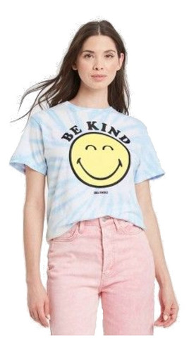 Camiseta Tie Dye Smiley Word Mujer Talla Extra 3x / 44-46