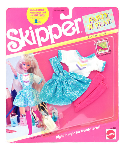 Barbie Skipper Party 'n Play Fashions Blue Stamps 1990