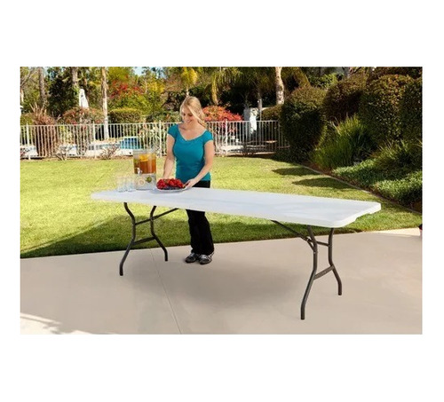 Mesa Plegable Rectangular Blanca 2.40 Metros Tipo Portafolio