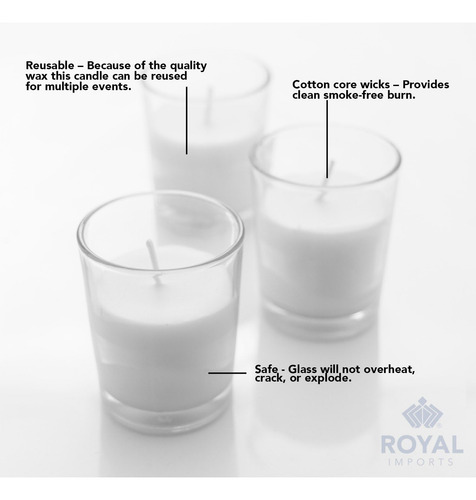 Velas Votivas De Vidrio Transparente Sin Perfume, Largo Tiem
