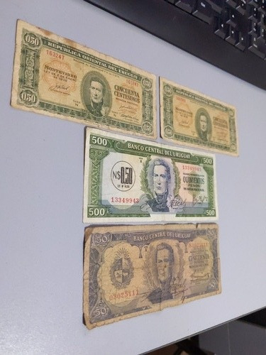 Billete De Uruguay $ 0,50 $ 50 $ 500