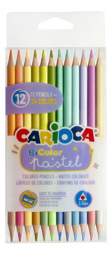 Lapices De Color Carioca Pastel Bicolor X 24 Colores