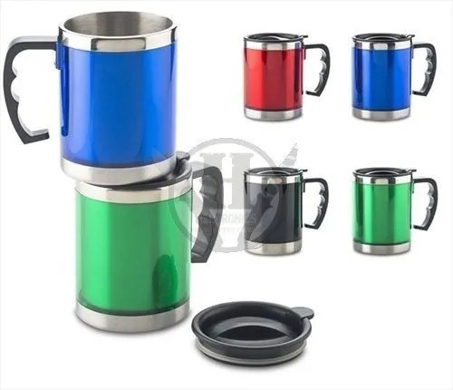 Vaso Taza Aluminio Termica Mug Camping Trekking Colores Tapa