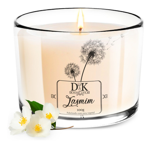 Imagem 1 de 1 de Vela Jasmim Aromática Decorativas Perfumada 100gr Premium