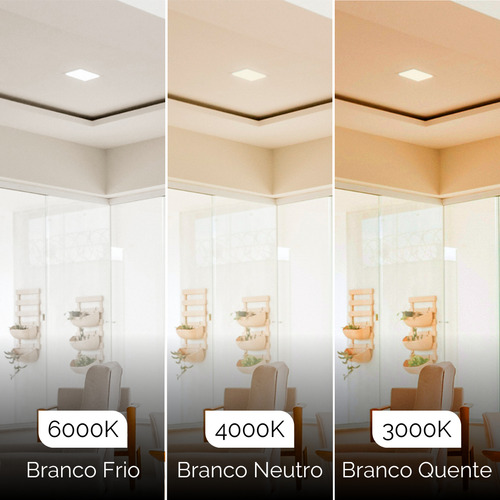Plafon Painel Embutir 25w Quadrado Slim Branco Led Luz Frio