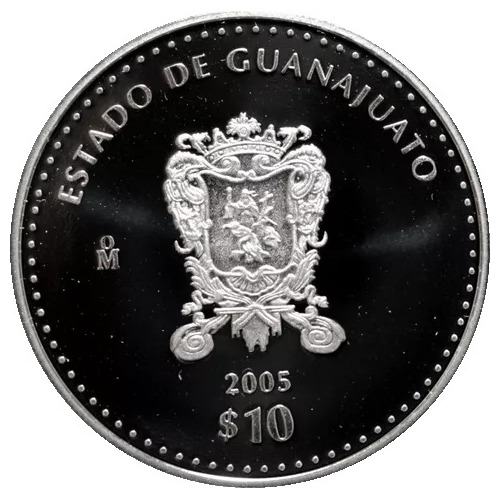 Onza 1ra Fase Guanajuato Plata Pura Proof $10 2005 Blister