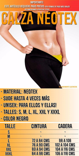 Calza Neopreno Neotex Reducto Sudadera Adelgaza Tv Correr Mf