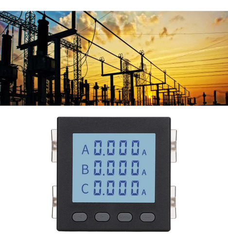 Medidor Elétrico, Energia Multifuncional, Tensão Preta Trifá