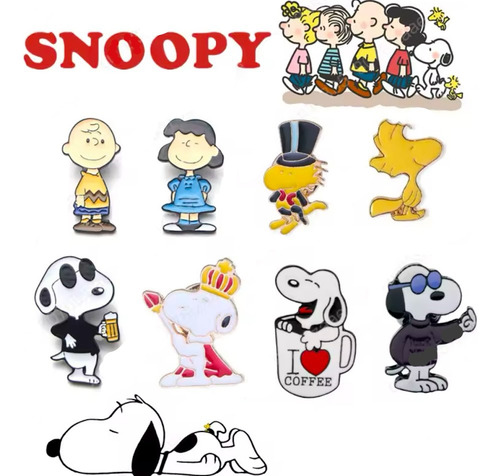 Pin Snoopy, Woodstock / Emilio, Charlie, Lucy. Metálico 1 Pz