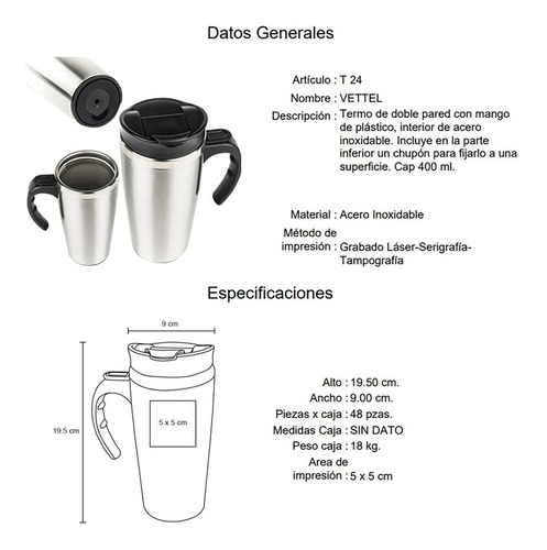 Imagen 6 de 10 de Termo De Acero Inoxidable Antiderramable Cap 400ml
