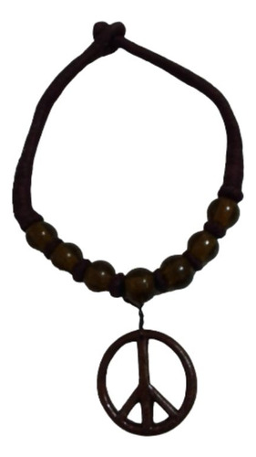 Collar Marron Boho Chick Con Simbolo De La Paz