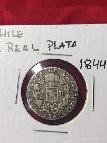 Antique, Escasa Moneda Chile 1 Real Plata, Rompiendo Cadenas