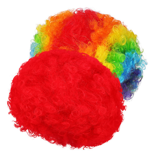 Peluca Afro Pride Wig, Peluca De Payaso Rojo Arcoíris, 2 Uni
